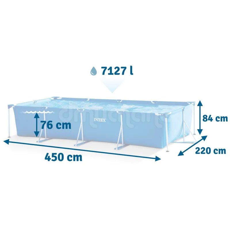 INTEX 28273 450x220x84 cm-es kerti vázas medence, tartós PVC anyagból készült