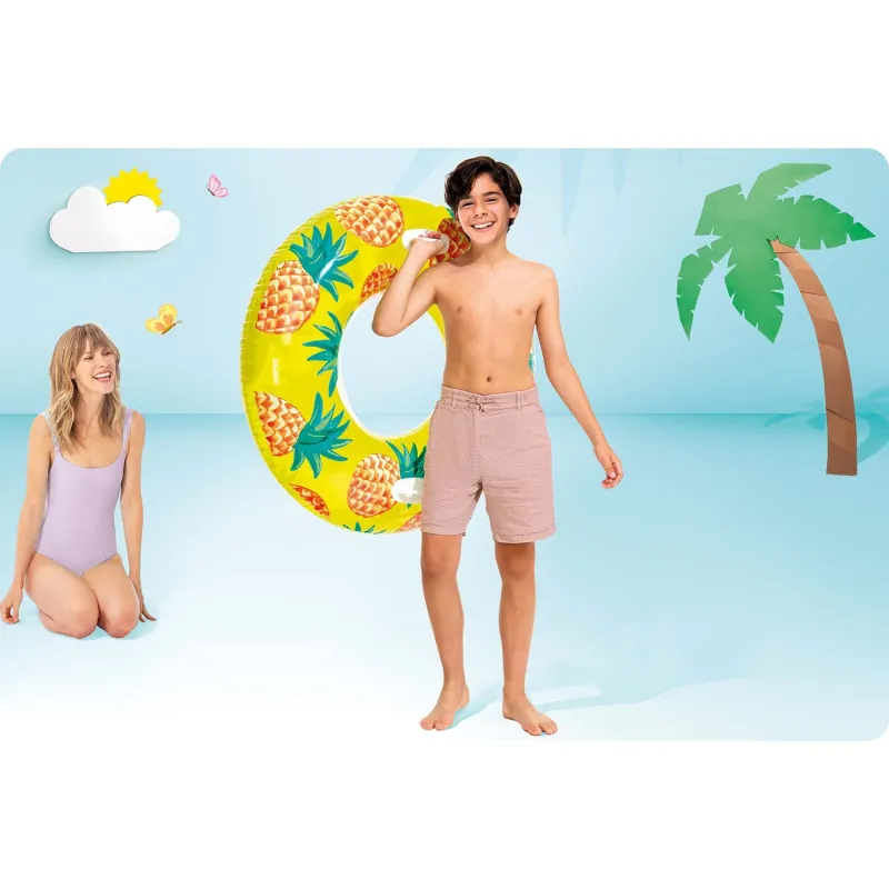 Színes ananász úszógumi 107 cm, nagyszerű vízi szórakozáshoz