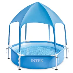 Fém vázas medence gyerekeknek napellenzővel 183 x 38 cm, tartós PVC anyag