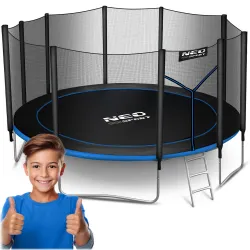 Neo-Sport Kerttrambullin 15ft/465cm Külső Biztonsági Hálóval és Létrával