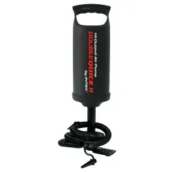 Fekete kézi pumpa Double Quick II 36 cm, ideális utazásokhoz és kültéri használatra