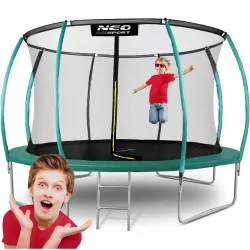 Neo-Sport Kerti Trambulin 12ft/374cm Hálóval, Profilozott Oszlopokkal és Létrával