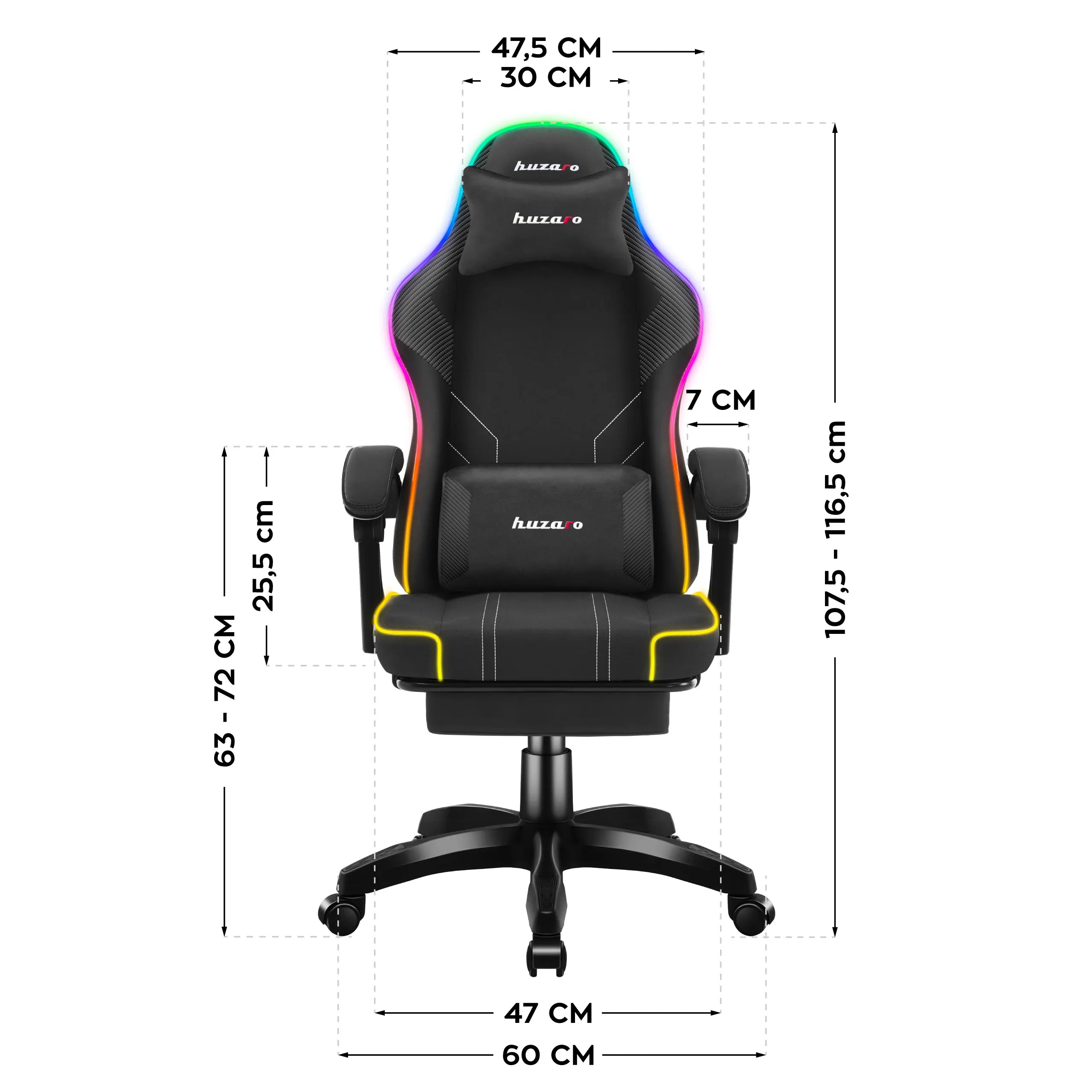 A Huzaro Force 3.7 szék méretei