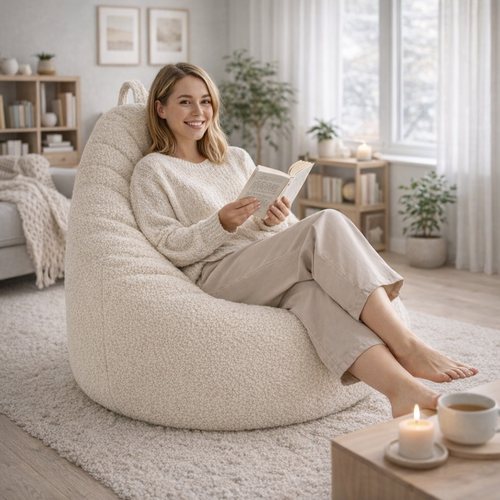 Bouclé babzsák – puha teddy textúra